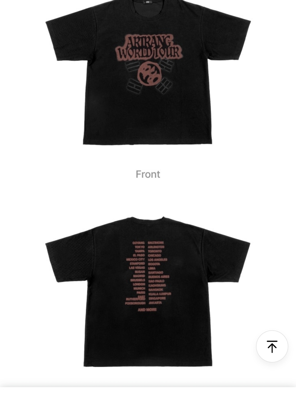 NWT BTS OFFICIAL Black 'Arirang World Tour' Graphic Tee SZ MEDIUM